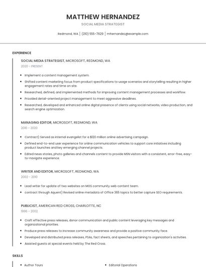 Social Media Strategist Resume