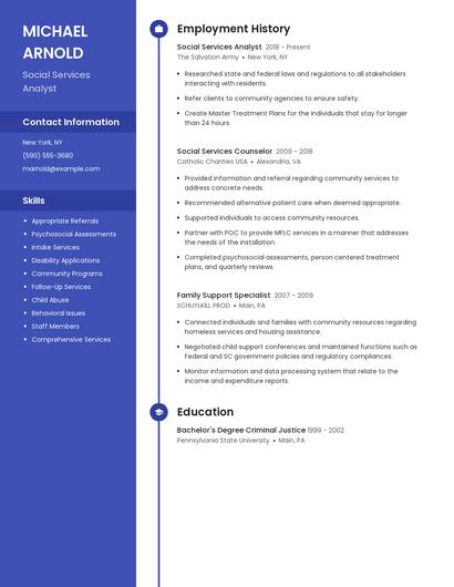 Social Services Analyst Resume