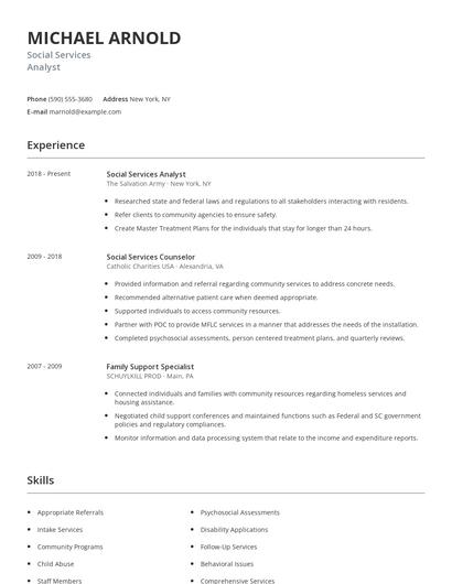 Social Services Analyst Resume