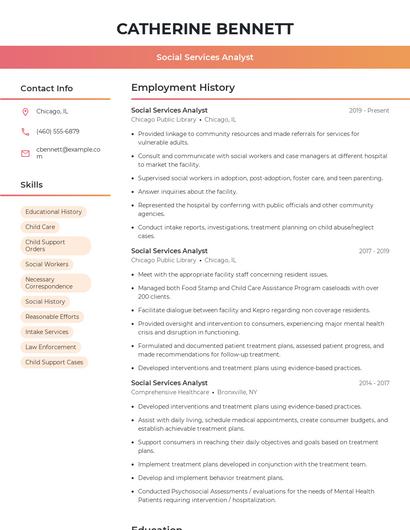 Social Services Analyst Resume