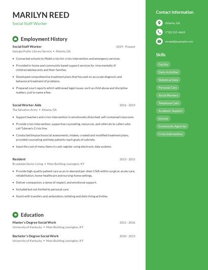 Social Staff Worker Resume