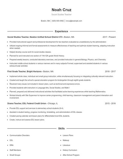 Resume example 1
