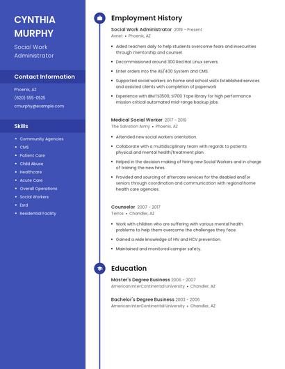 Social Work Administrator Resume