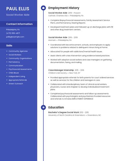 Social Worker Aide Resume