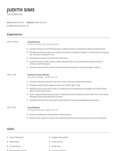Social Worker Resume
