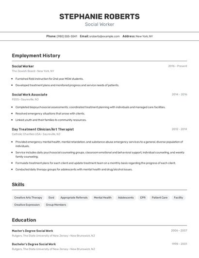 Social Worker Resume