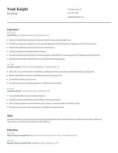 Social Worker Resume