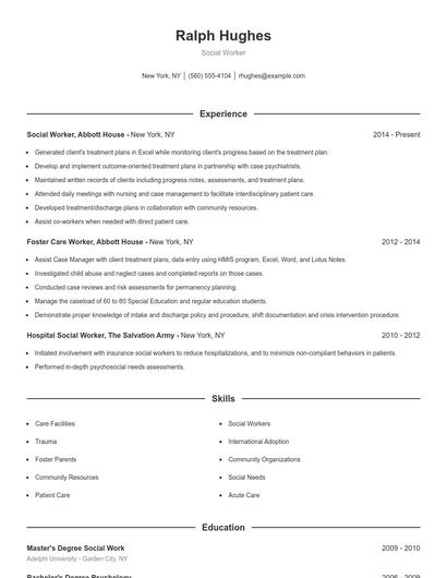 Social Worker Resume