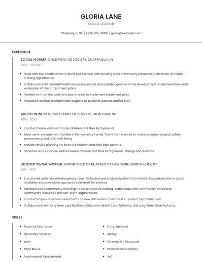 Social Worker Resume