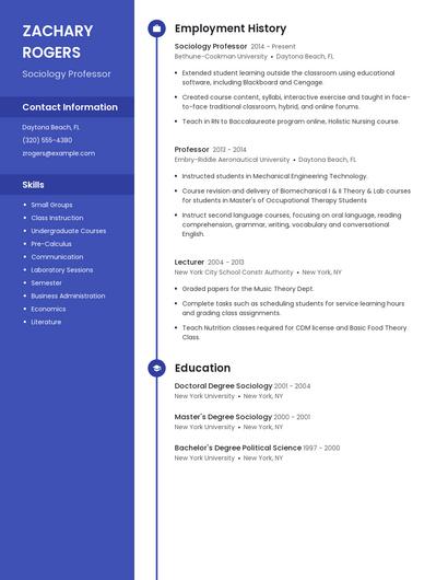 Sociology Professor Resume