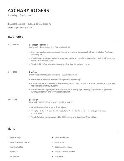 Sociology Professor Resume