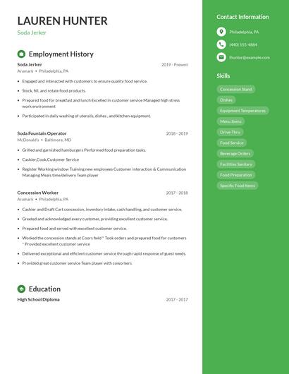 Soda Jerker Resume