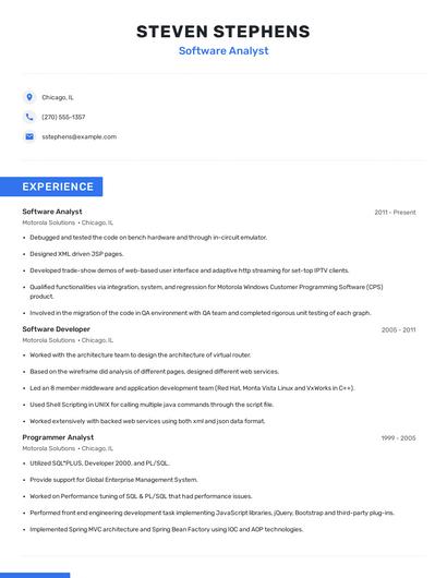 Software Analyst Resume
