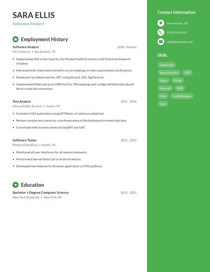 Software Analyst Resume