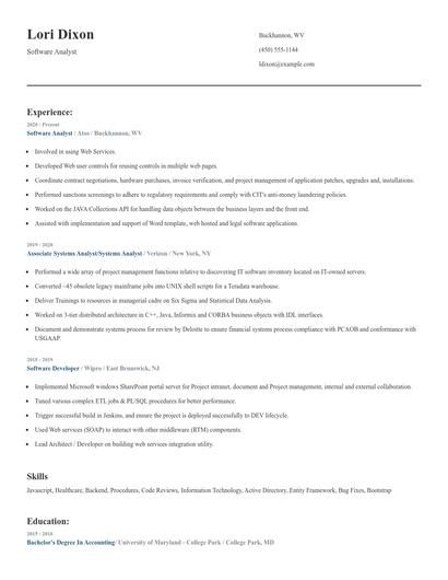 Software Analyst Resume