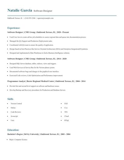 Software Designer Resume