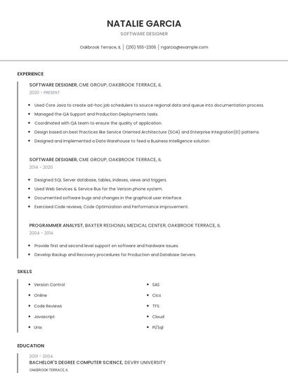 Software Designer Resume