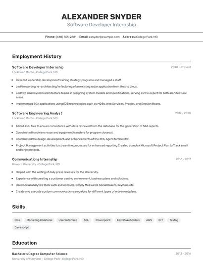 Resume example 2