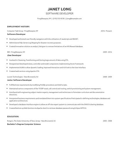 Software Developer Resume
