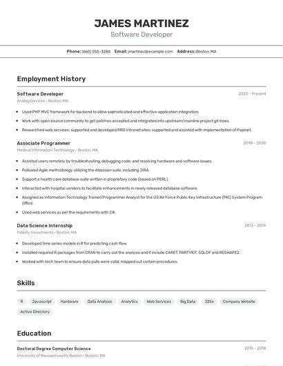 Software Developer Resume