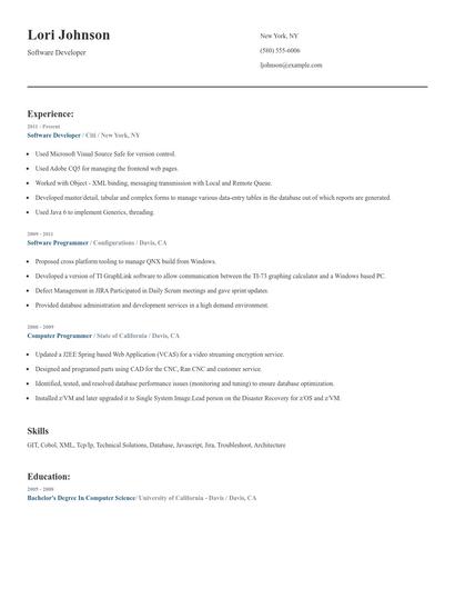 Software Developer Resume