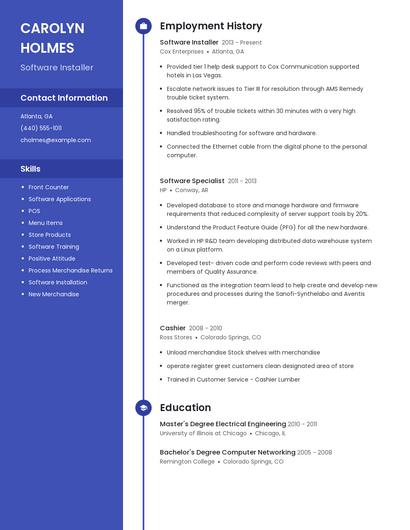 Software Installer Resume