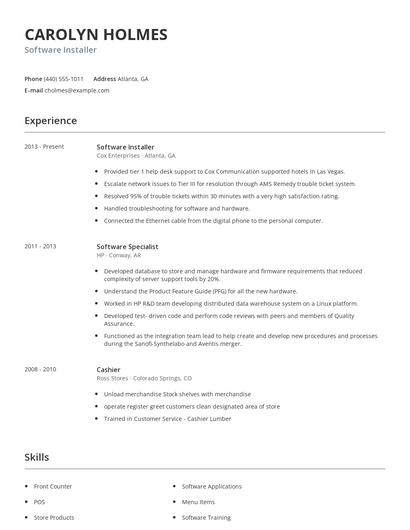 Software Installer Resume