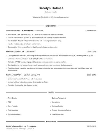 Software Installer Resume