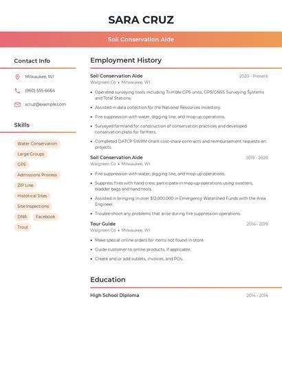 Soil Conservation Aide Resume