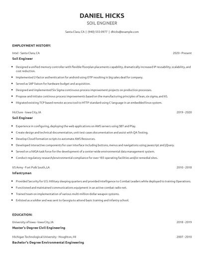 Soil Engineer Resume