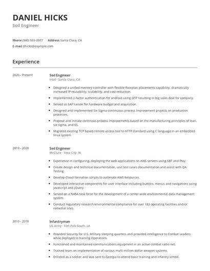 Soil Engineer Resume