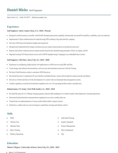 Soil Engineer Resume