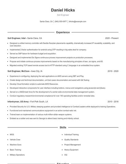 Soil Engineer Resume