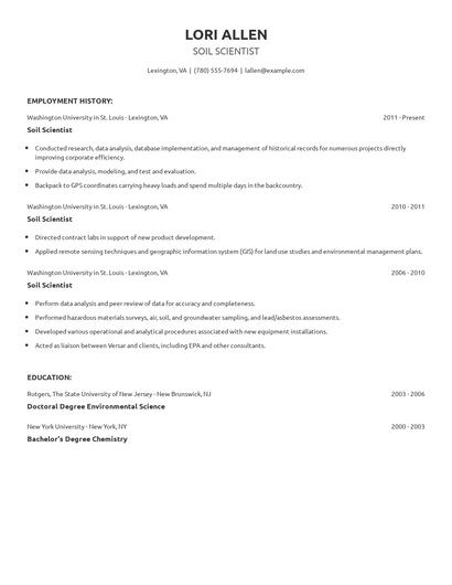 Soil Scientist Resume