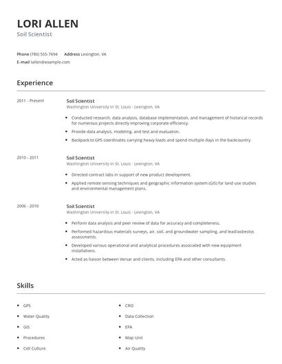 Soil Scientist Resume