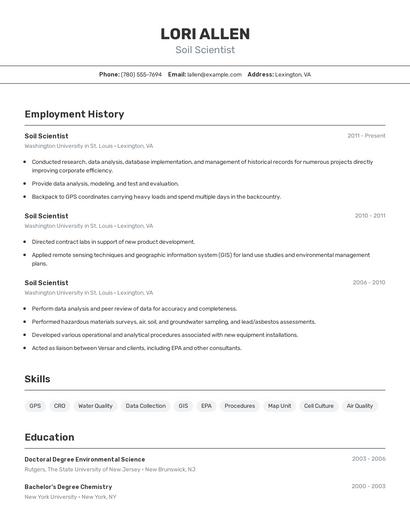 Soil Scientist Resume