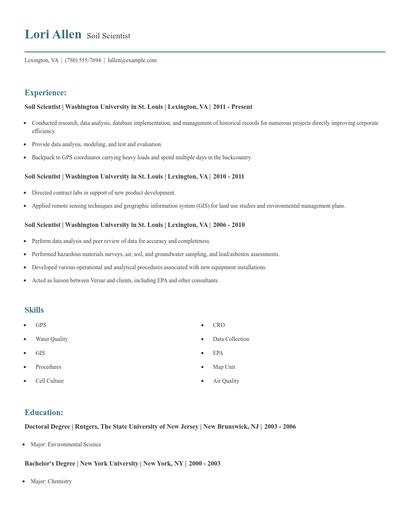 Soil Scientist Resume