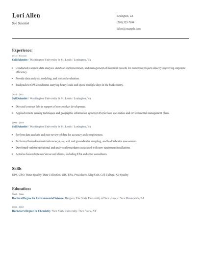 Soil Scientist Resume