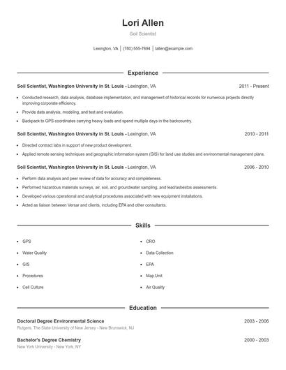Soil Scientist Resume