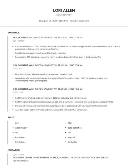 Soil Scientist Resume