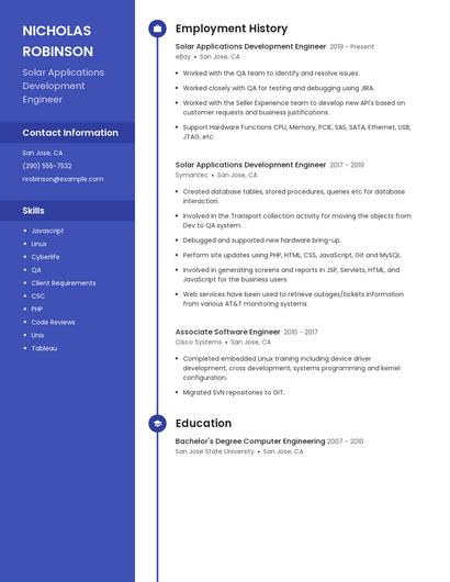 Solar Applications Development Engineer Resume