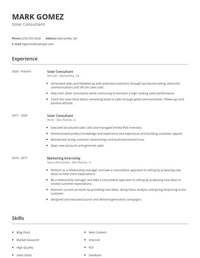 Solar Consultant Resume