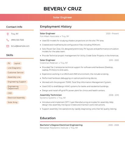Solar Engineer Resume