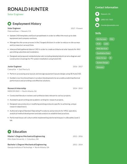 Solar Engineer Resume