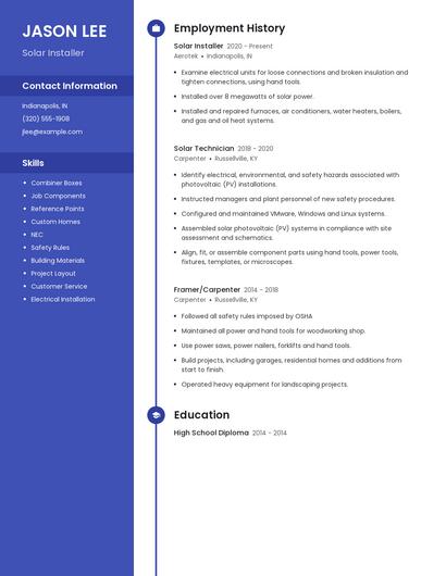 Solar Installer Resume