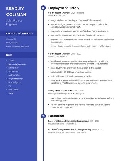 Solar Project Engineer Resume