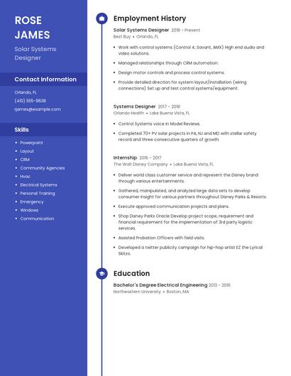 Solar Systems Designer Resume