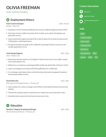 Solar Systems Designer Resume