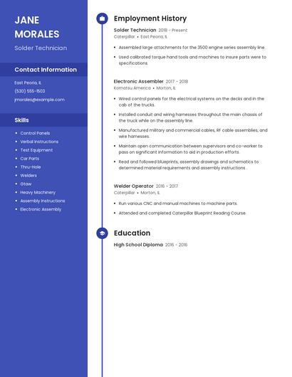 Solder Technician Resume