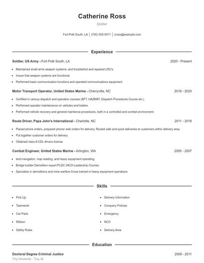 Resume example 1